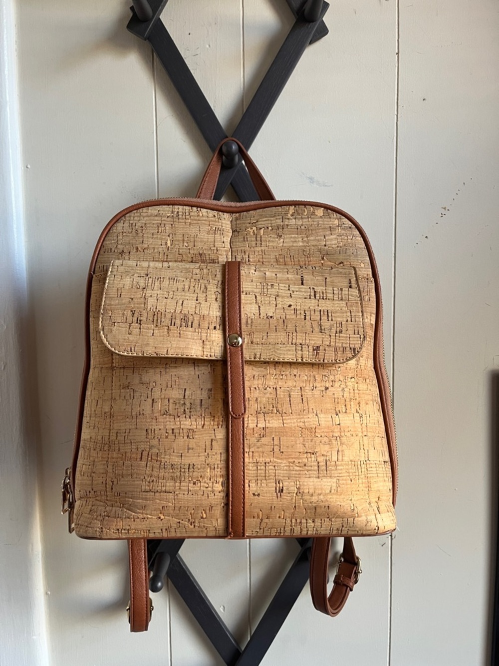 Miztique Natural Cork Backpack with Brown Trim